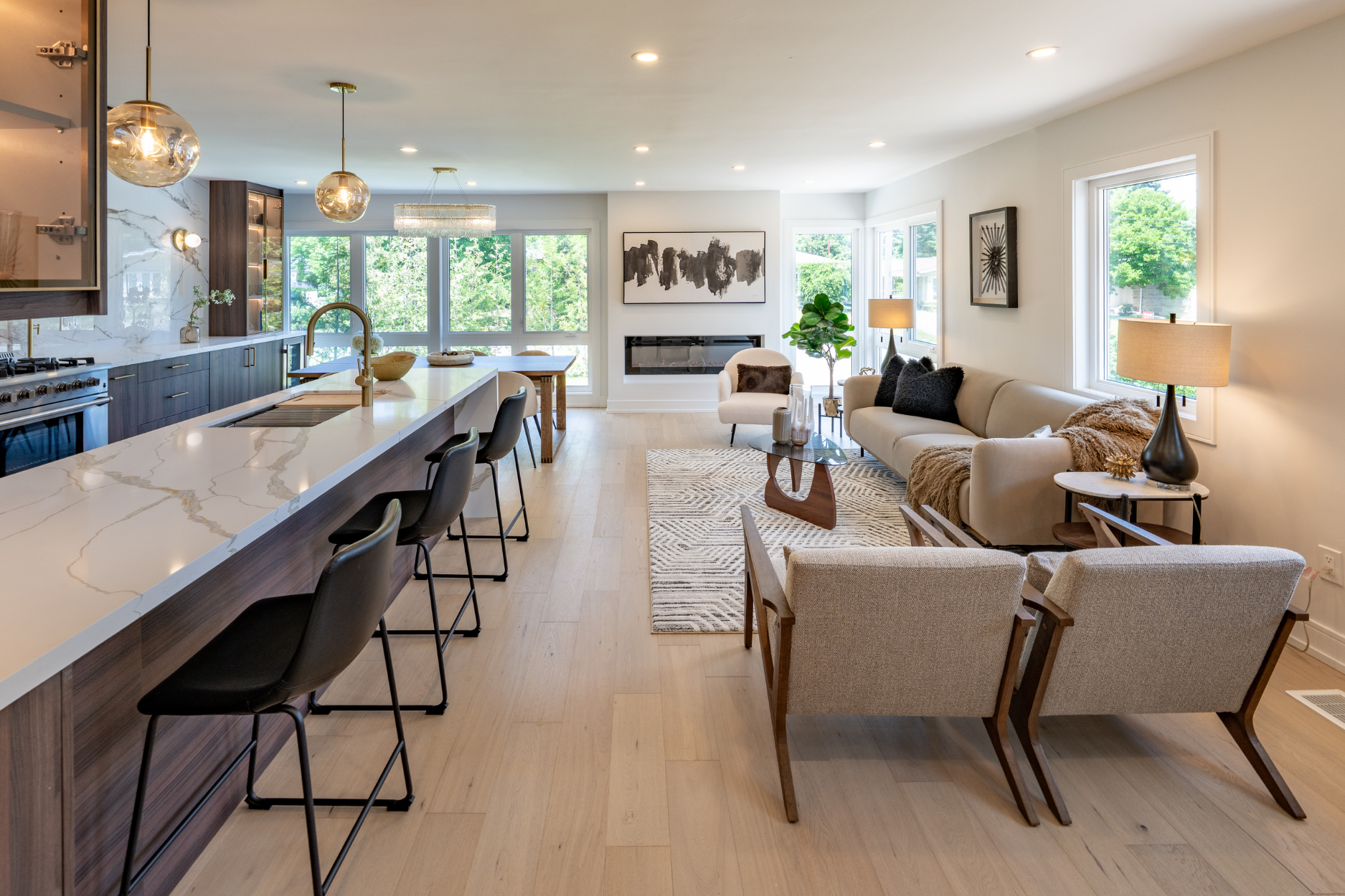 Modern entryway with console table and mirror